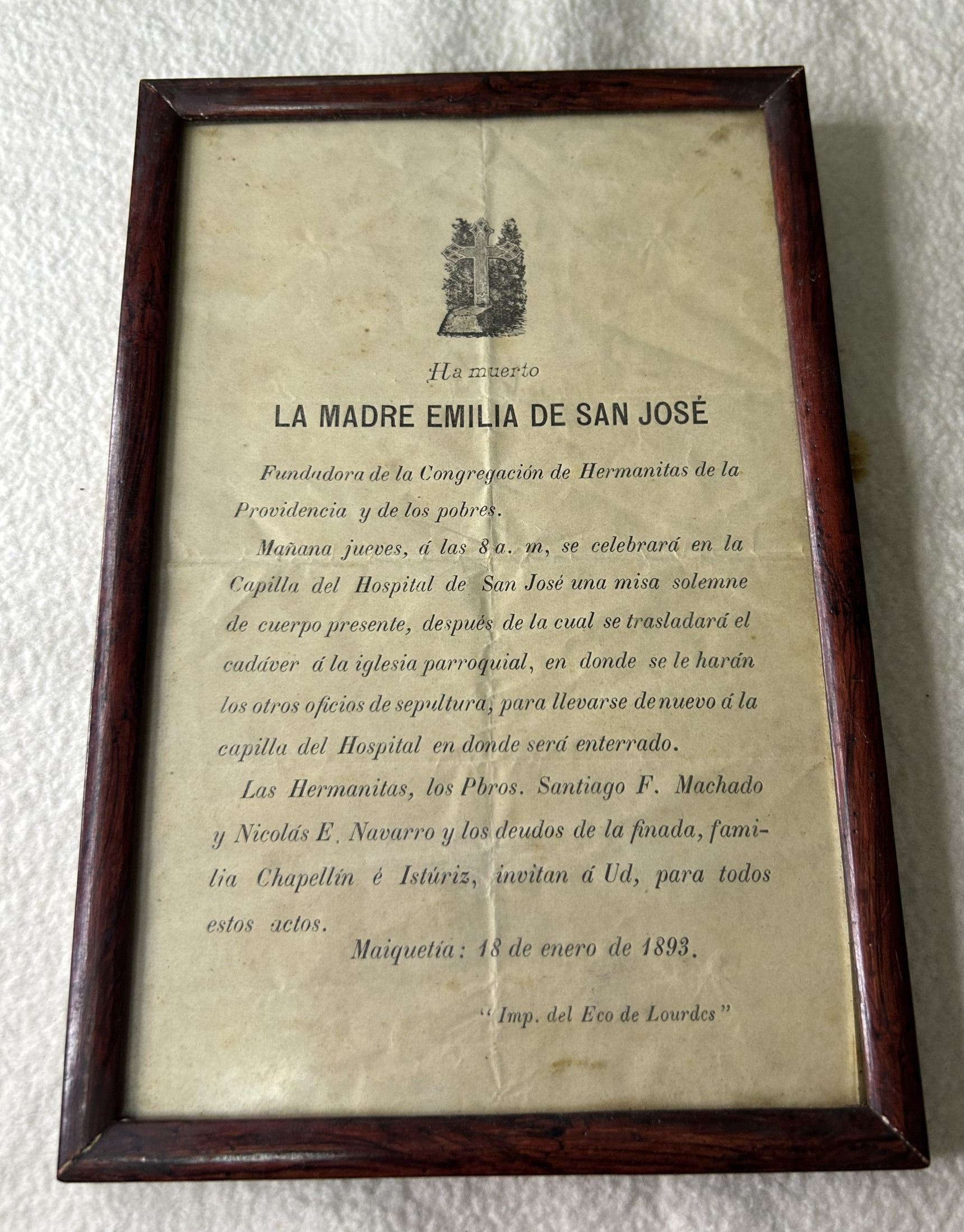 Obituario Madre Emilia